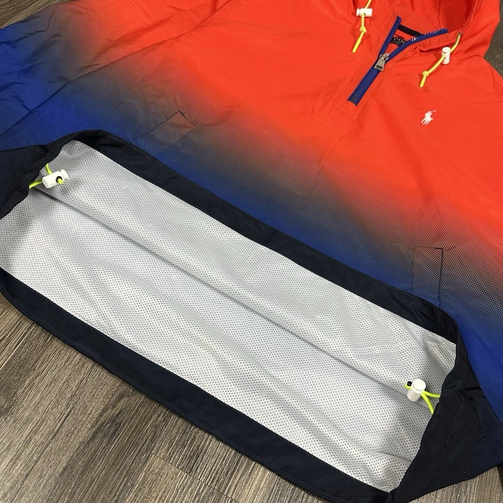 Polo Ralph Lauren Ombre Lightweight Pullover Jacket Mens Size Large Orange Blue - Picture 2 of 7